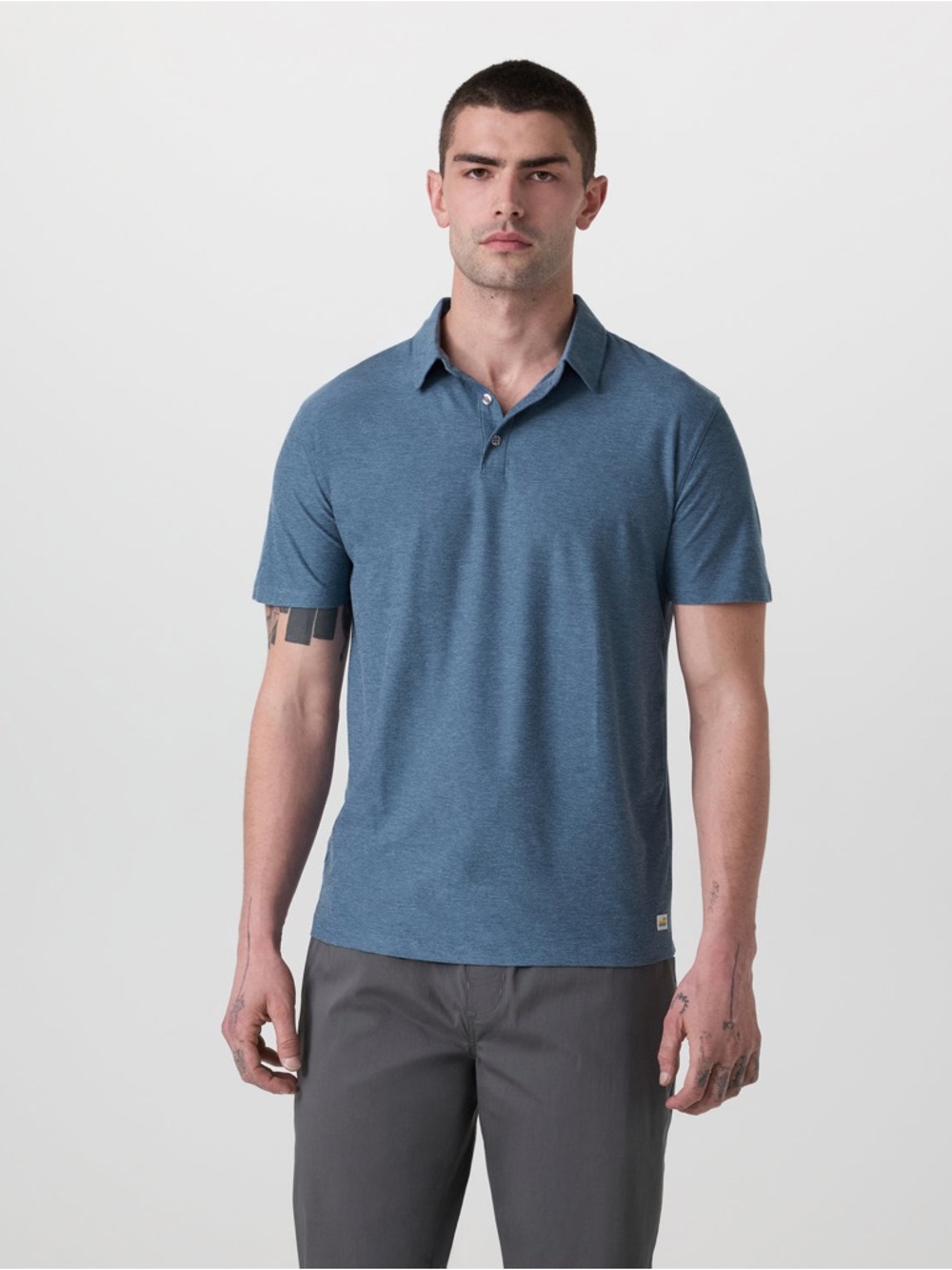 VUORI Strato Tech Polo Heather Blue Casual Stretch Performance Men's Medium